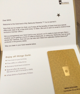 starbucks app gold status