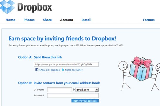 dropbox refer a friend for extra space