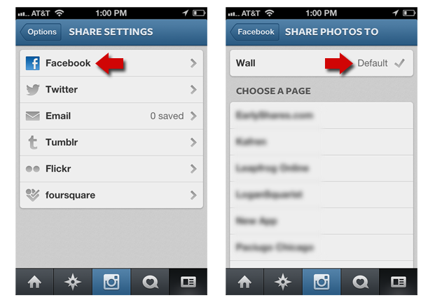 Instagram share to different social networks