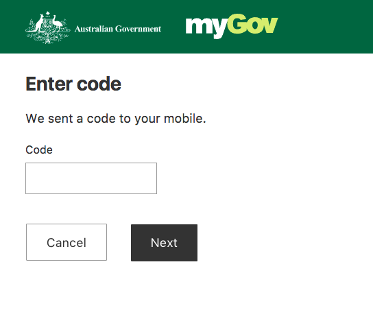 Mygov login code